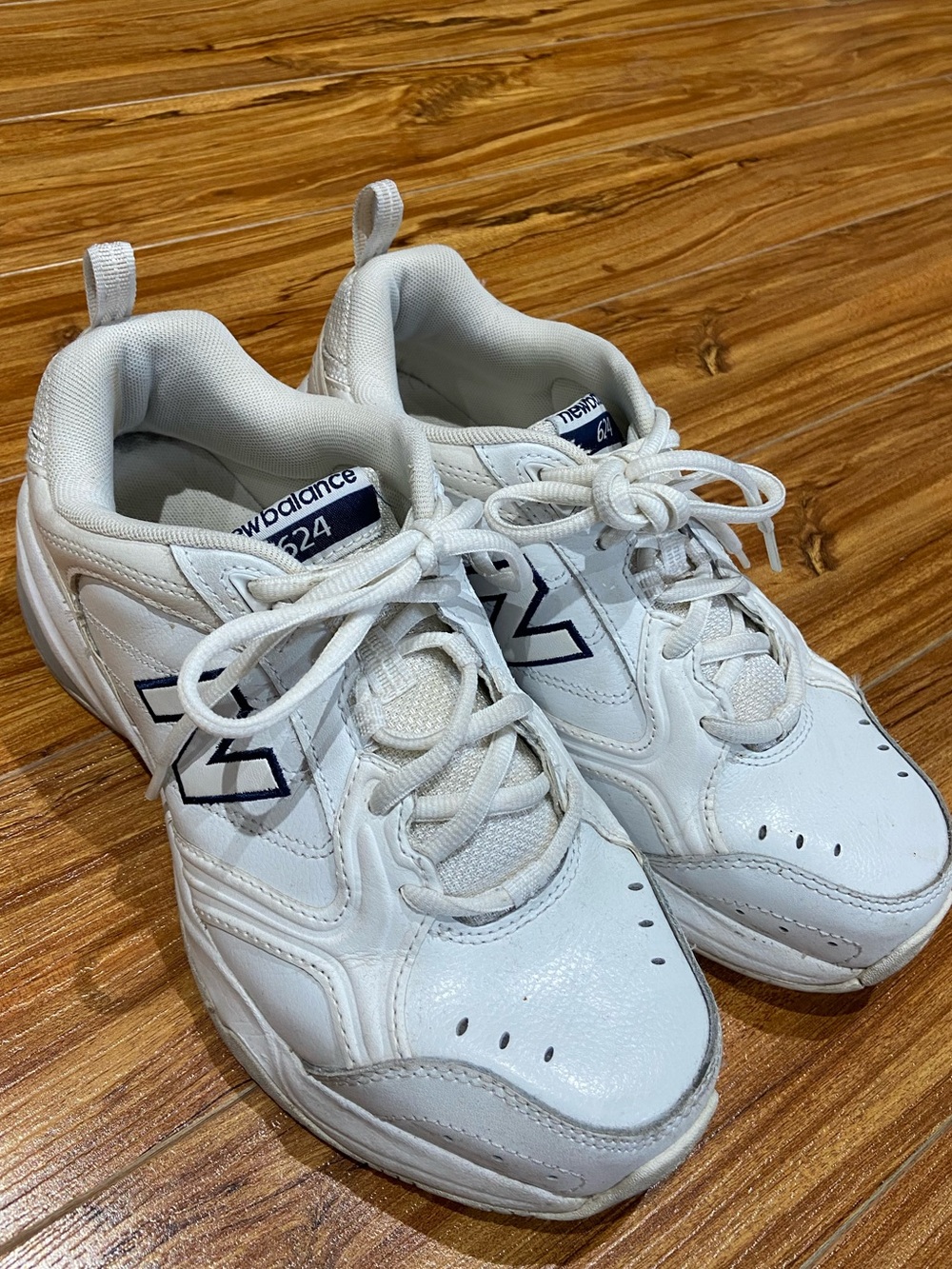 New Balance White Sneakers with Navy Accents